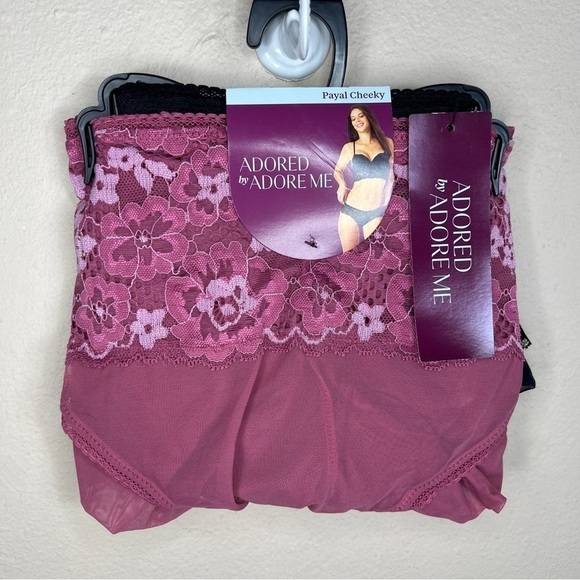 NEW 3X ADORE ME PINK BLACK SET OF 2 PAYAL CHEEKY  PLUS GOFT NWT LINGERIE - Picture 8 of 8